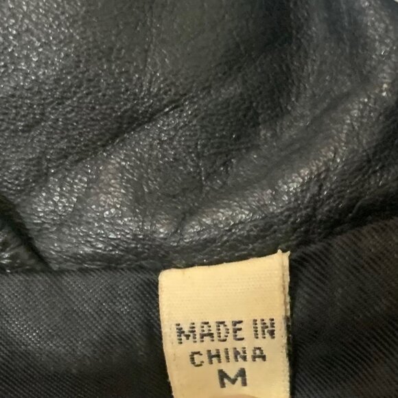 Black Genuine Leather Blazer Jacket Button Closure & Notched Lapels Mens SZ M - Picture 4 of 8